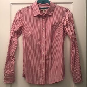 XXS pink striped Stretch Perfect button down JCrew
